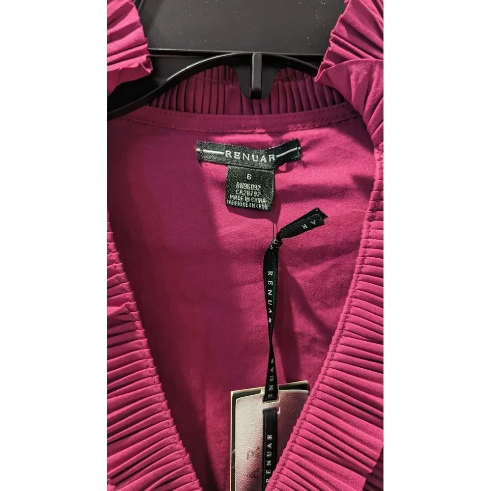 Renuar Berry Ruffle Trim Blouse Women's Size 6‎ - Picture 3 of 7